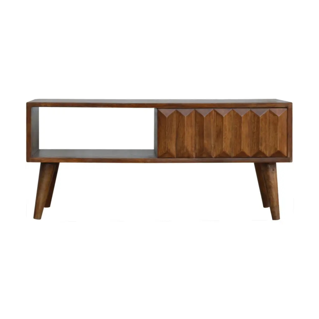 Chestnut Prism Sliding Media Unit Chestnut Solid Wood TV Stand artisan furniture