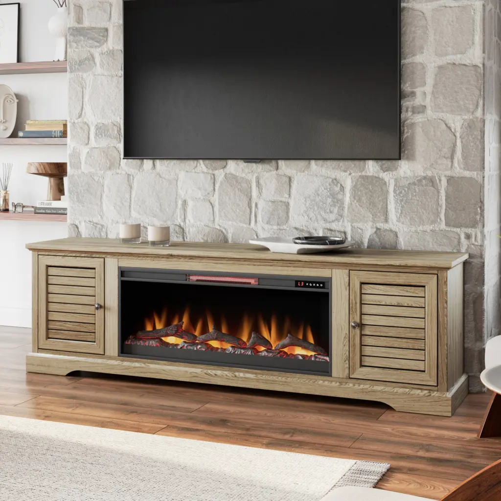 Topanga 83 Inch Electric Fireplace TV Console 95 Inch TVs bridgevine home