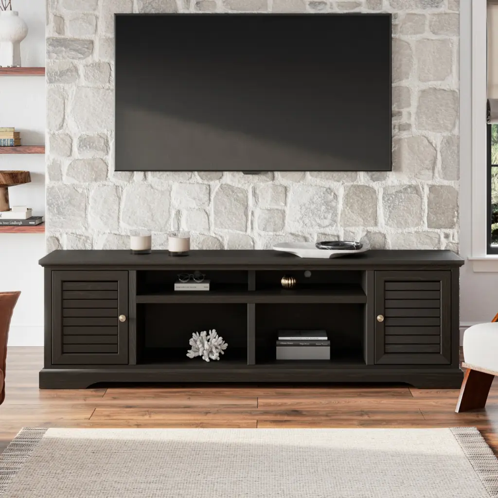 Topanga 83 Inch TV Stand Console TVs Up To 95 Inches No Assembly Required Ample Storage bridgevine home