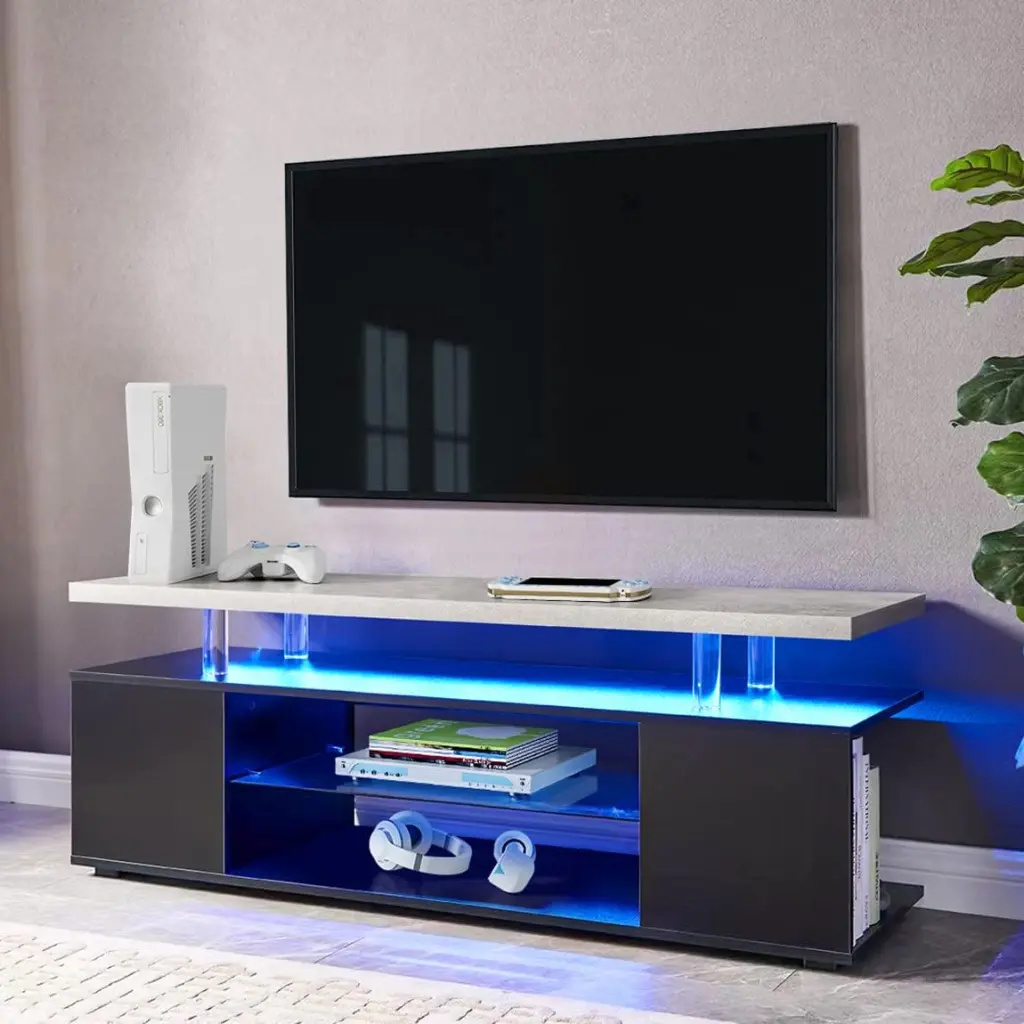 TV Stand 65 Inch TV LED Gaming Entertainment Center Media Storage Cabinet cubehom