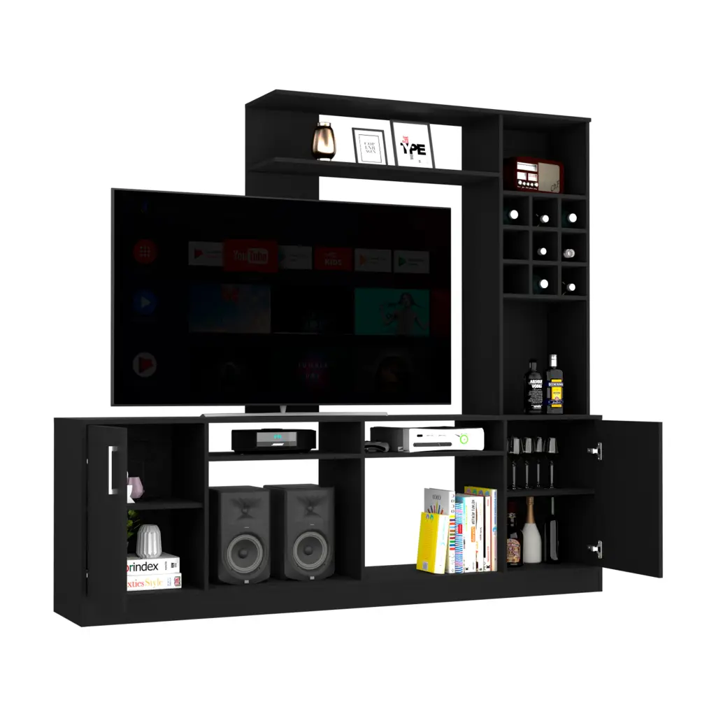 Entertainment Center TVs up to 78 Inches Double Door Cabinet and Storage Space depot e-shop