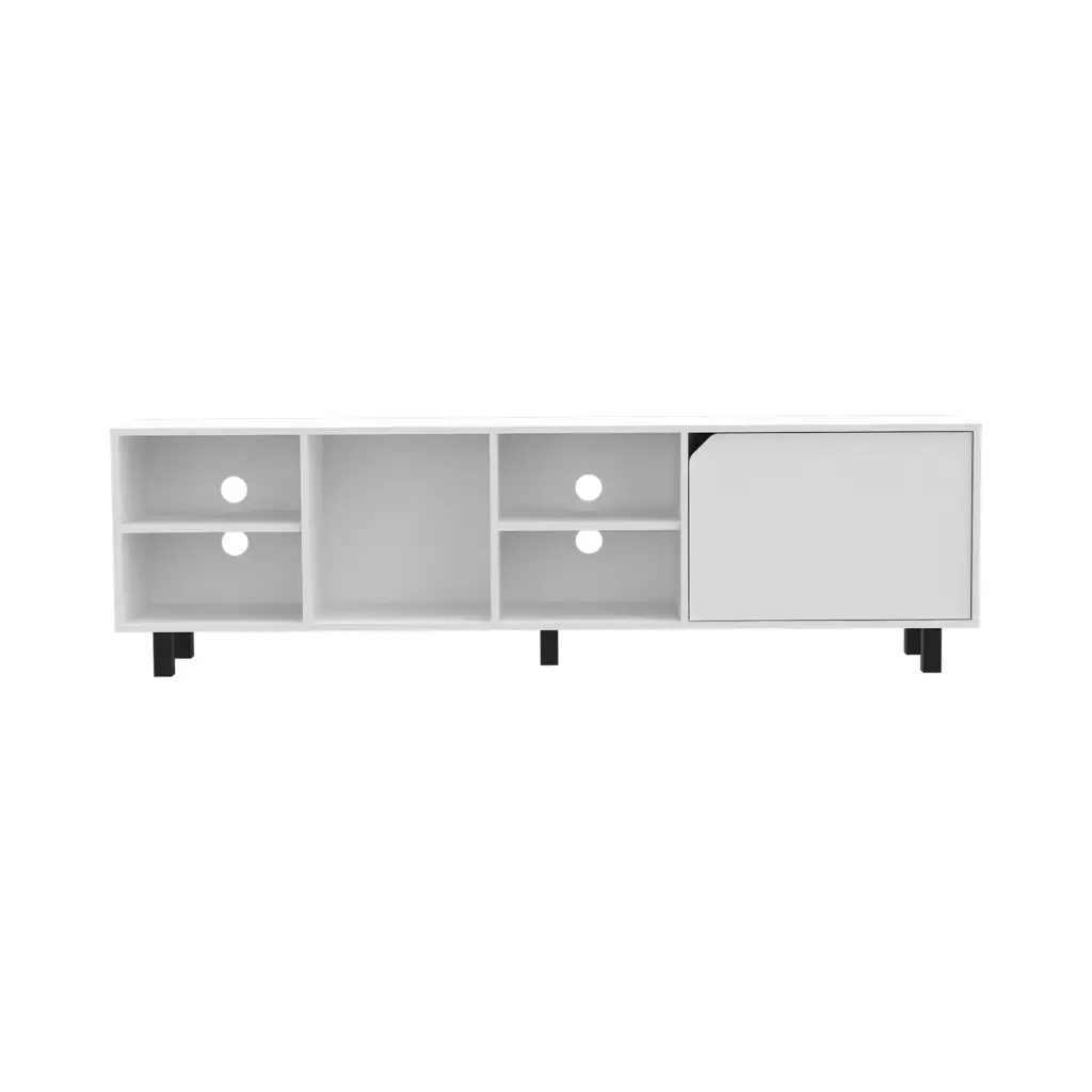 Native TV Stand TVs Up To 70 Inches Four Open Shelves Five Legs Beige fm furniture