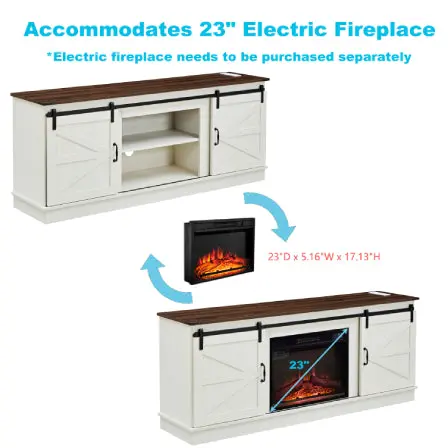 Farmhouse Style TV Stand 23 Inch Fireplace 65 70 75 Inch TVs hong kong jiacheng
