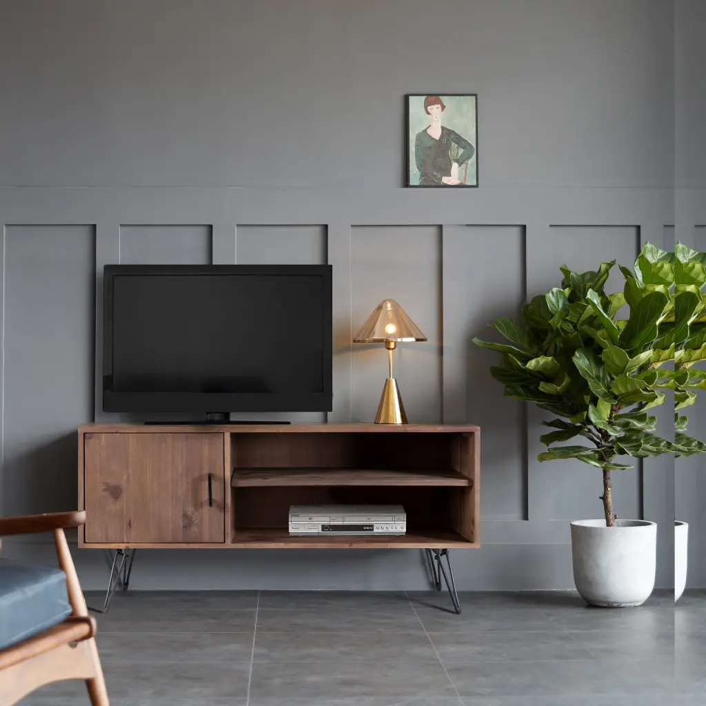 Effortless Modern Vintage Reclaimed Wood TV Stand Media Table Living Room housemart