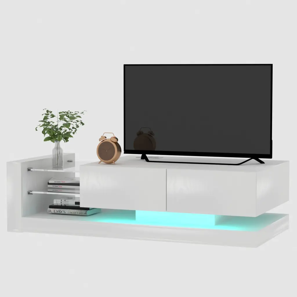 Tv Console Storage Cabinets, Full RGB Color 31 Modes Changing Lights - Modern Media Stand hymasbros