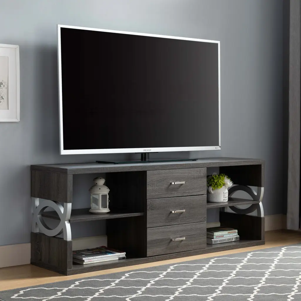 Mid Century 60 Inch TV Stand 3 Drawers and 4 Shelves Elegant Entertainment Center id international- inc.