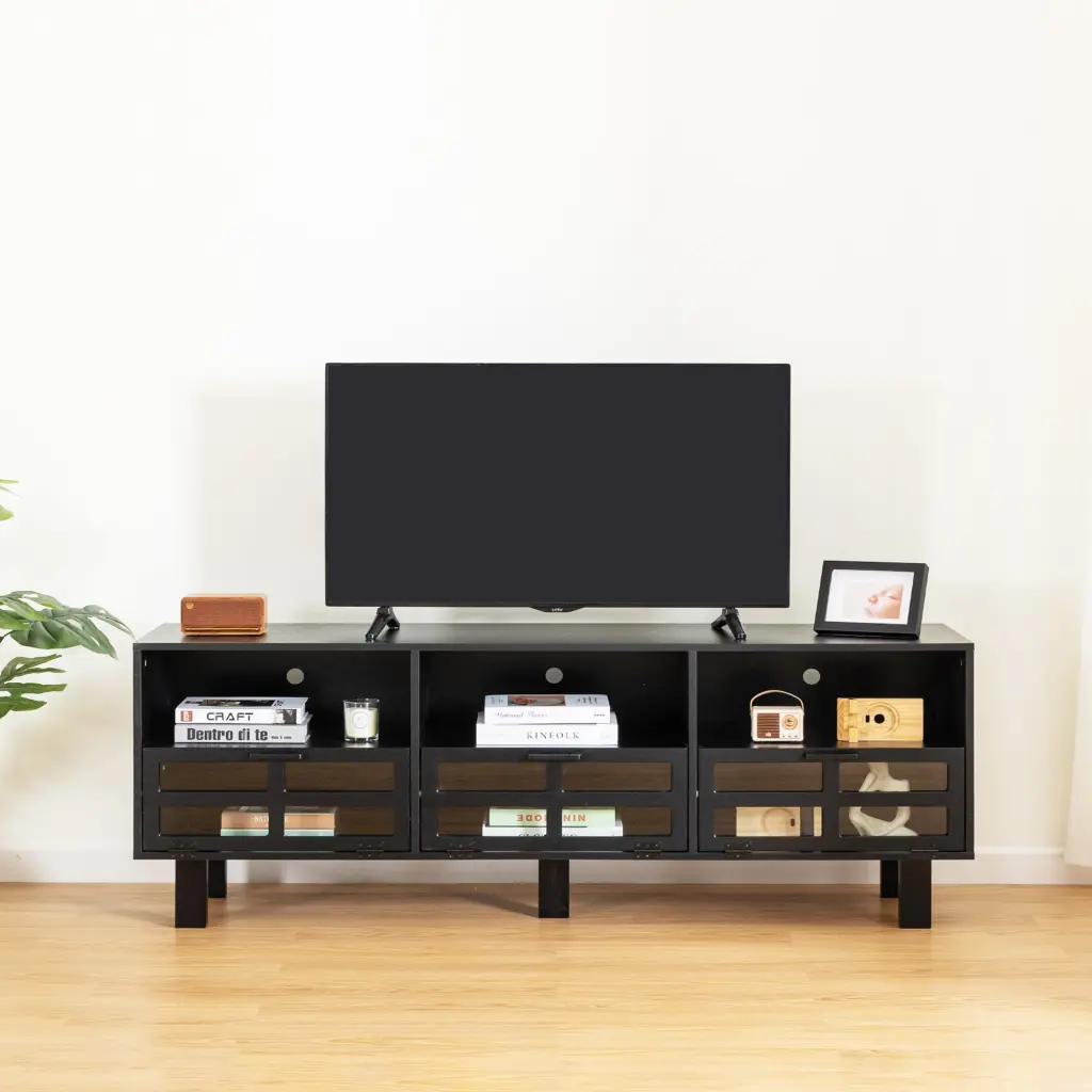 TV Stand TV Cabinet American Country Style Toughened Glass Living Room jxy furniture