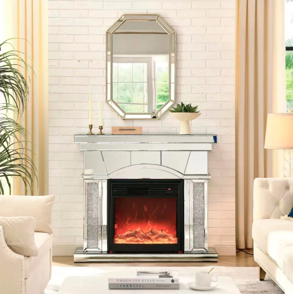 46x12.5x41 Dome Door Acrylic Mirror Fireplace TV Cabinet kai lee- mirror arts-furniture factory