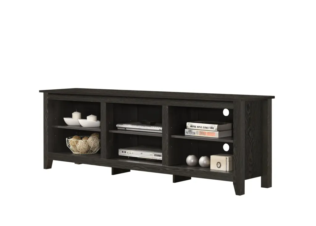 Benito Dark Gray 70 Inch TV Stand Open Shelves and Cable Management lilola home