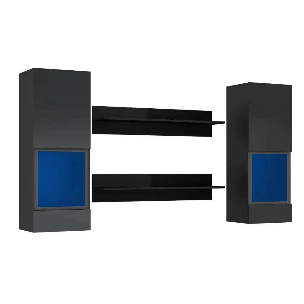 4 Pcs Modern High Gloss Wall Mount Floating Entertainment Center Shelves on-trend