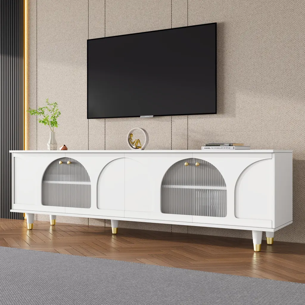 Contemporary TV Stand Adjustable Shelves TVs Up To 78 Inches rnb