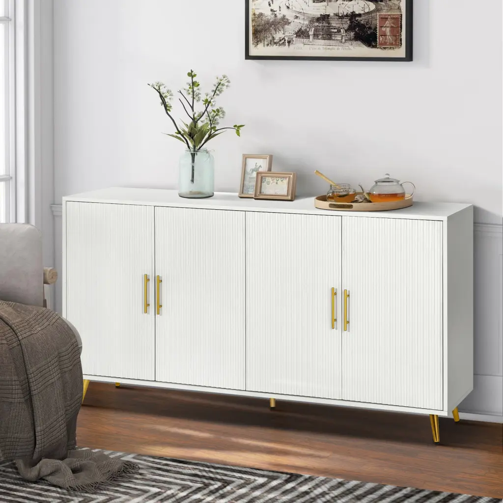 Wood TV Stand Storage Cabinet and Adjustable Shelves Media rnb