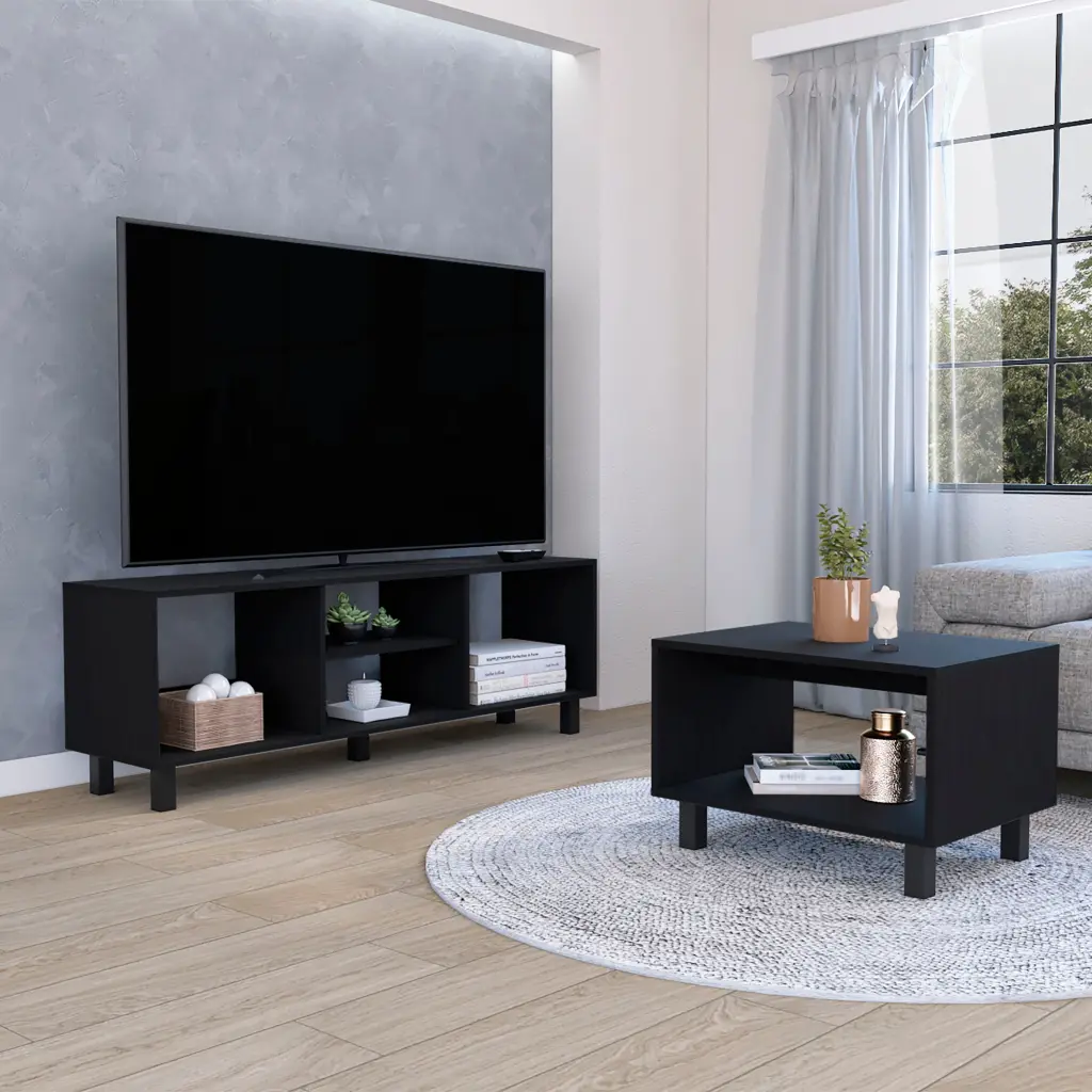 Eclipse Living Room Duo Set TV Stand and Coffee Table Steel Frame rta mubles colombia
