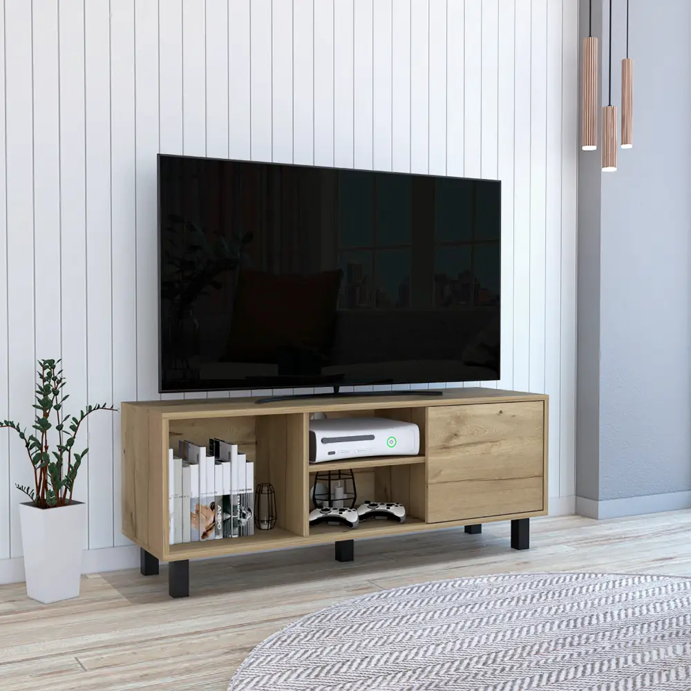 Myrtle Tv Stand Tabletop Three Open Shelves One Cabinet Light Oak rta mubles colombia