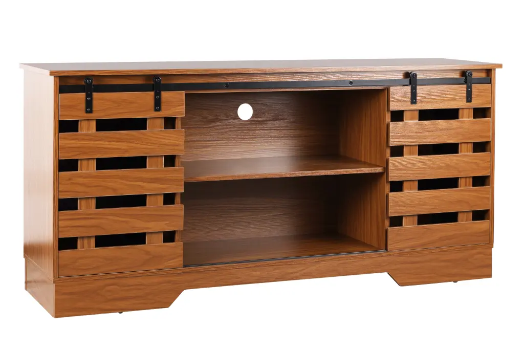 Farmhouse TV Stand Televisions Up To 65 Inches Brown Wood Media Console t2586