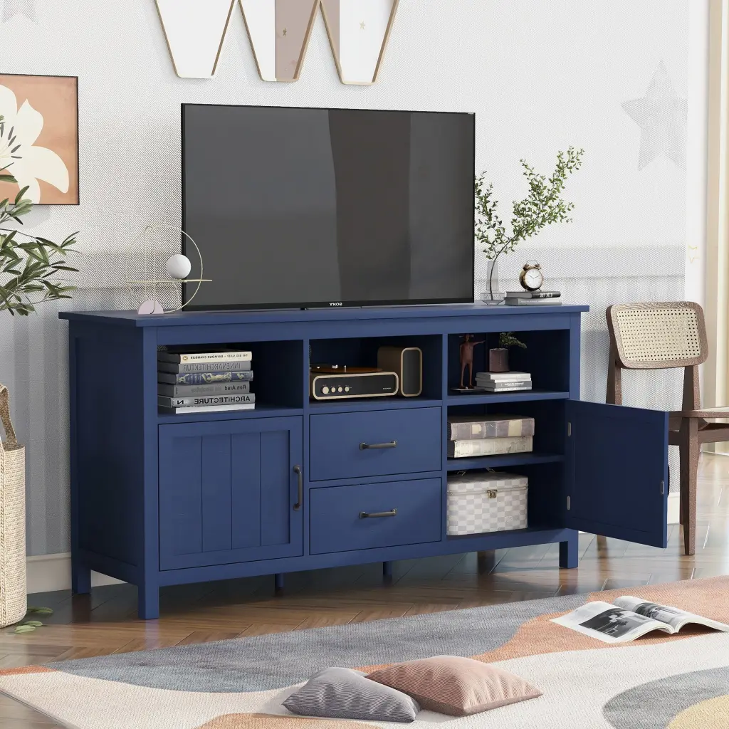 TV Stand TVs Up To 68 Inches 2 Doors And 2 Drawers Open Style u-can
