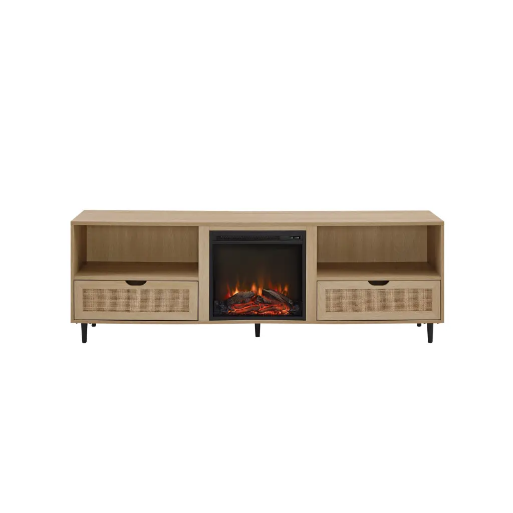 Coastal Rattan Door TV Stand TVs Up to 100 Inches Coastal Oak Finish walker edison