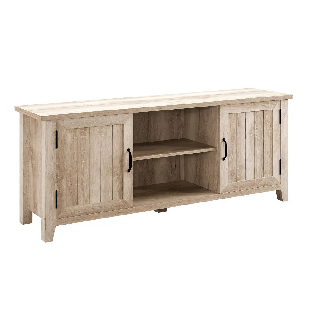 Timeless Grooved Door TV Stand TVs Up To 65 Inches White Oak Brown walker edison