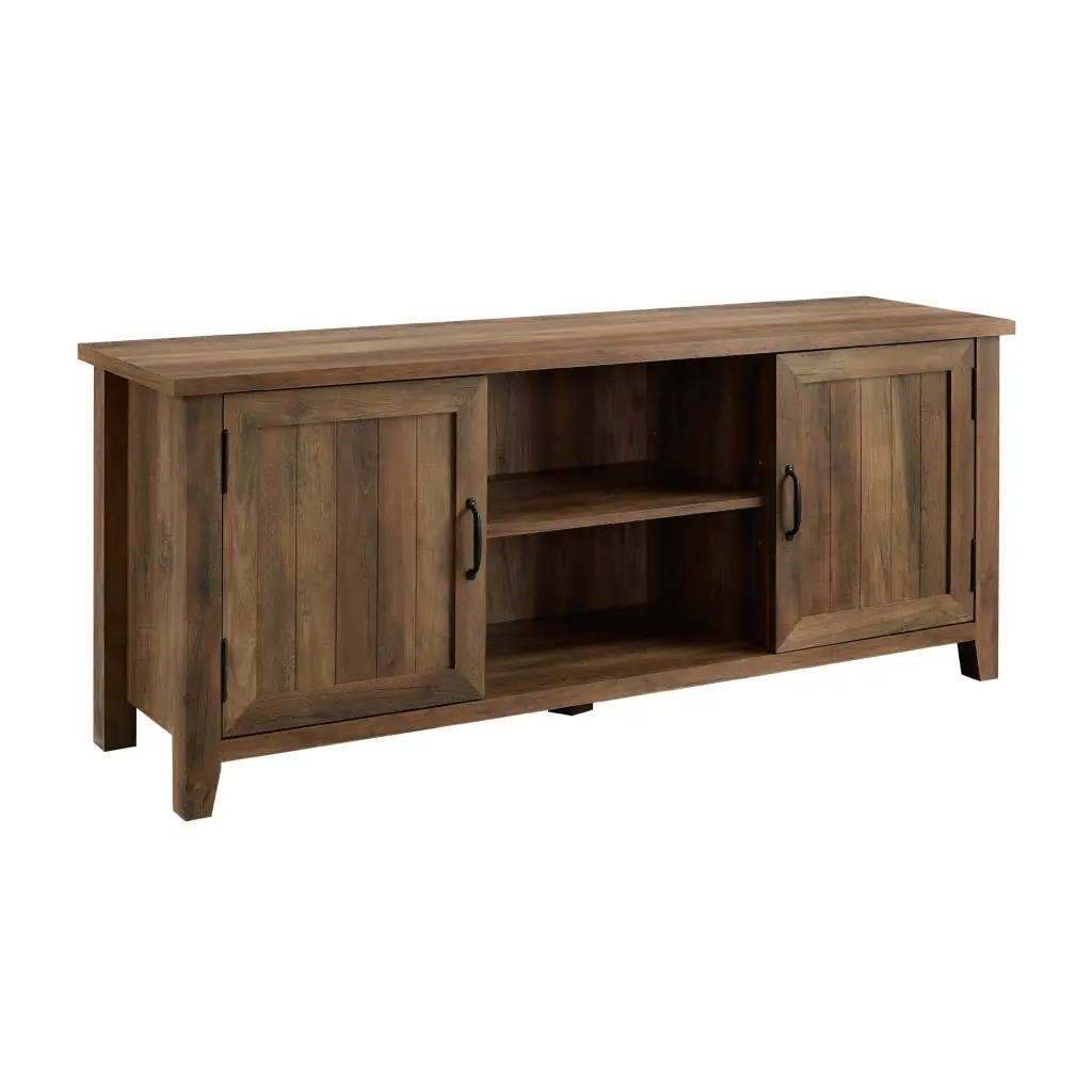Timeless Grooved Door TV Stand TVs Up to 65 Inches Rustic Oak MDF walker edison