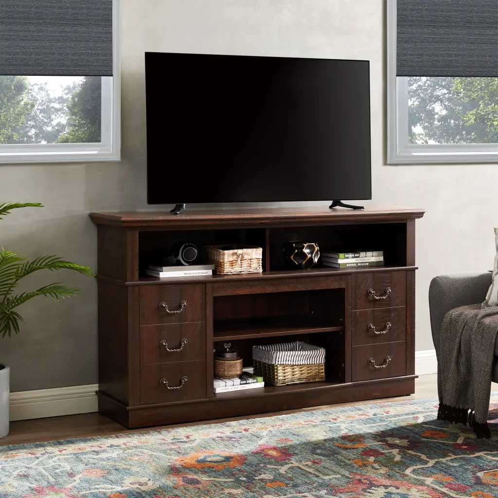 Vintage Drawer TV Media Stand Farmhouse Rustic Entertainment Center Living Room wande furniture