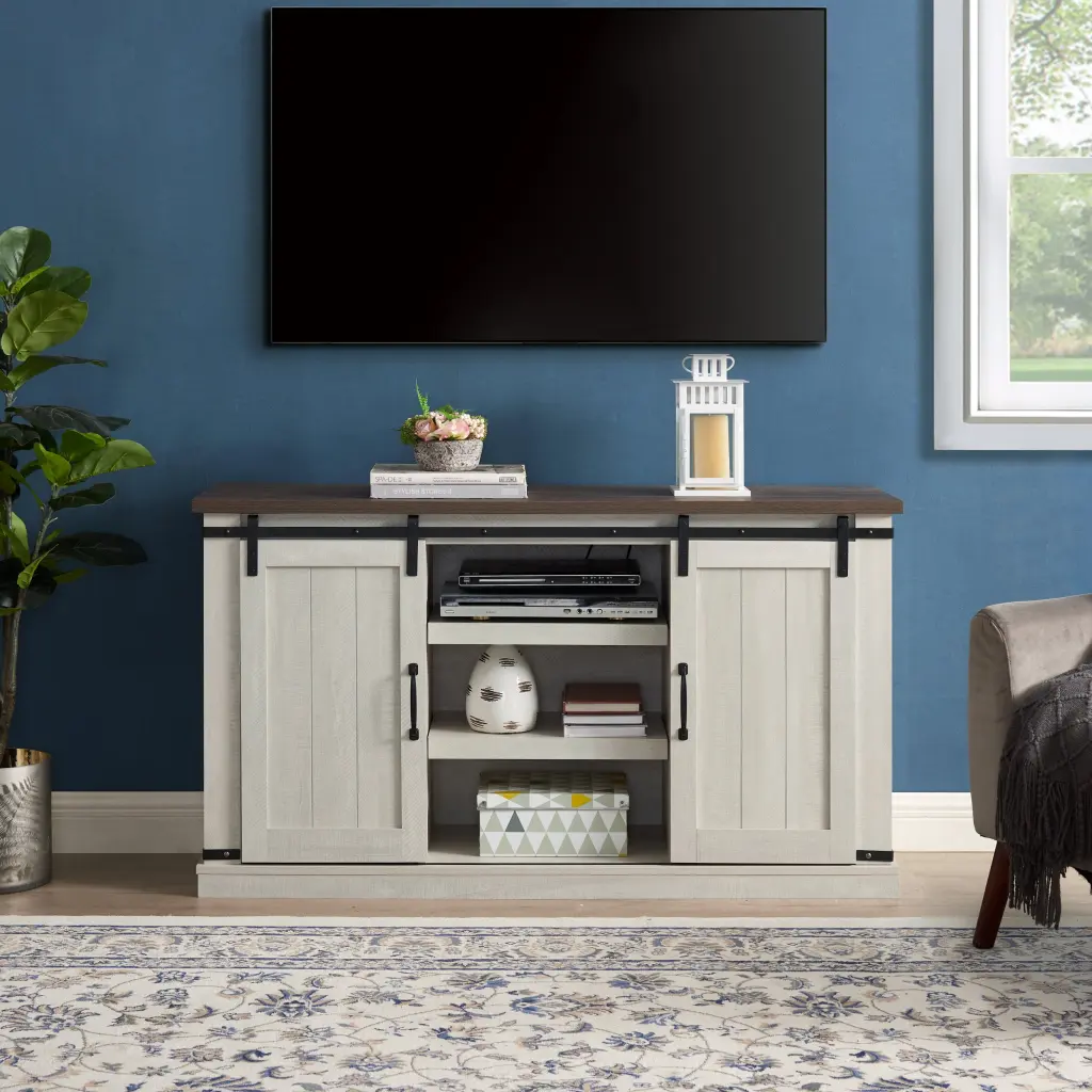 Timeless Farmhouse TV Stand Transitional Entertainment Console Media Storage yilong furniture