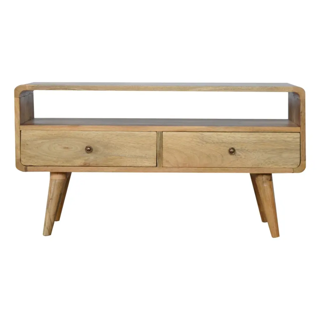 Curved Oak Ish Media Unit Solid Wood artisan furniture