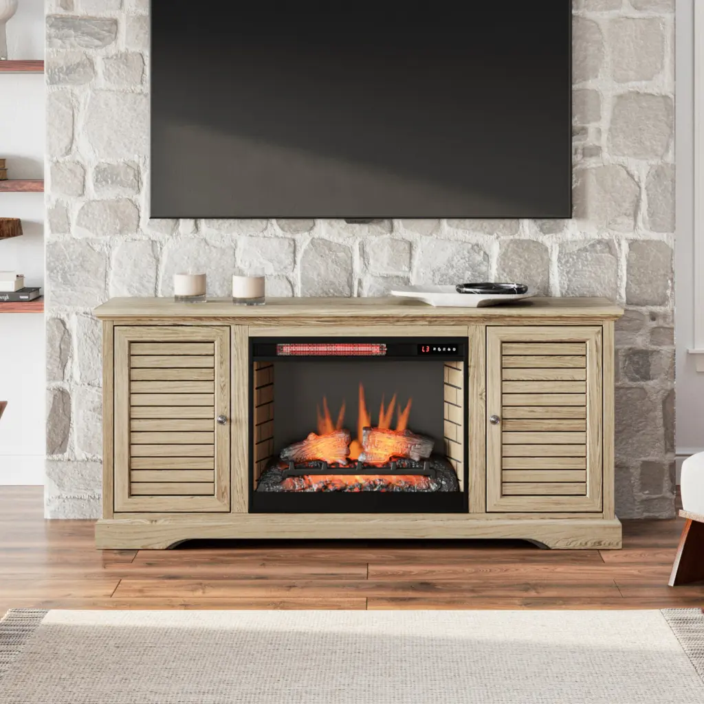Topanga 68 Inch Electric Fireplace TV Console TVs Up to 80 Inches bridgevine home