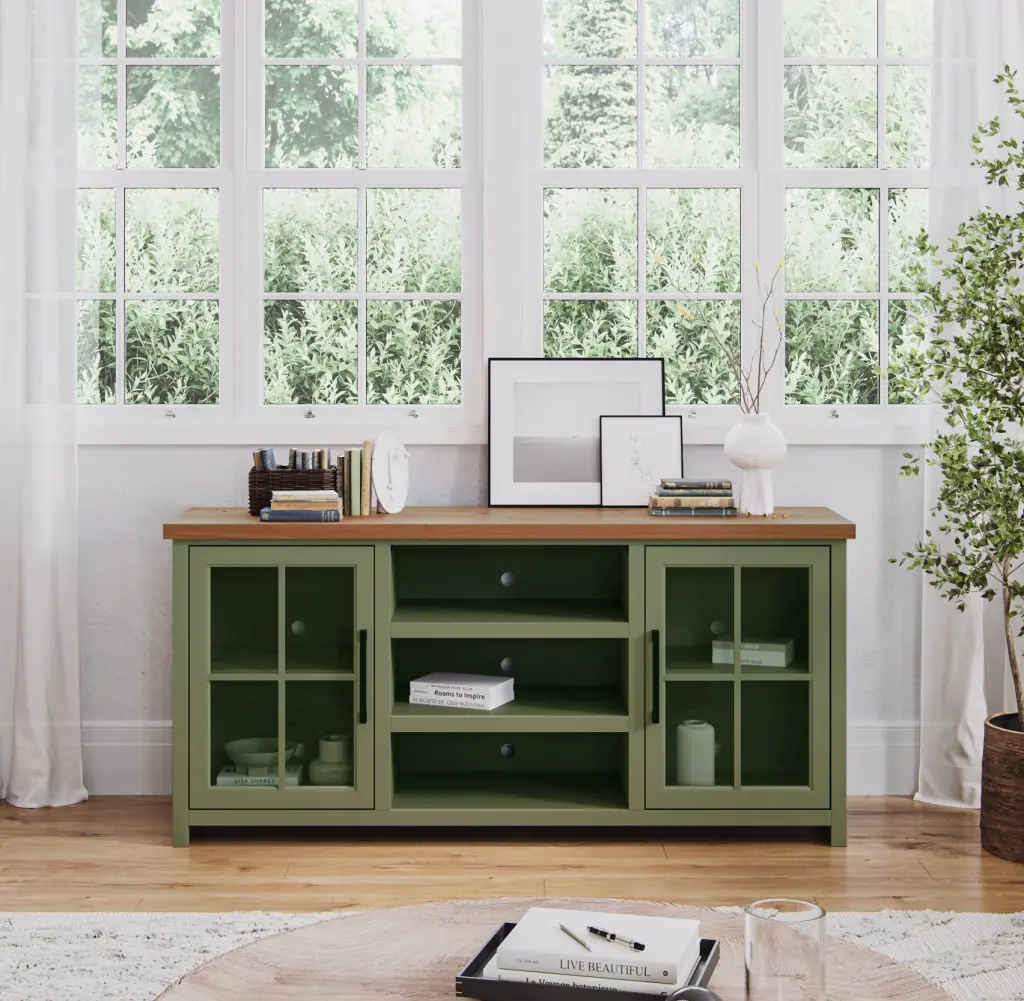 Vineyard 67 Inch TV Stand Console TVs Up To 80 Inches No Assembly Required bridgevine home