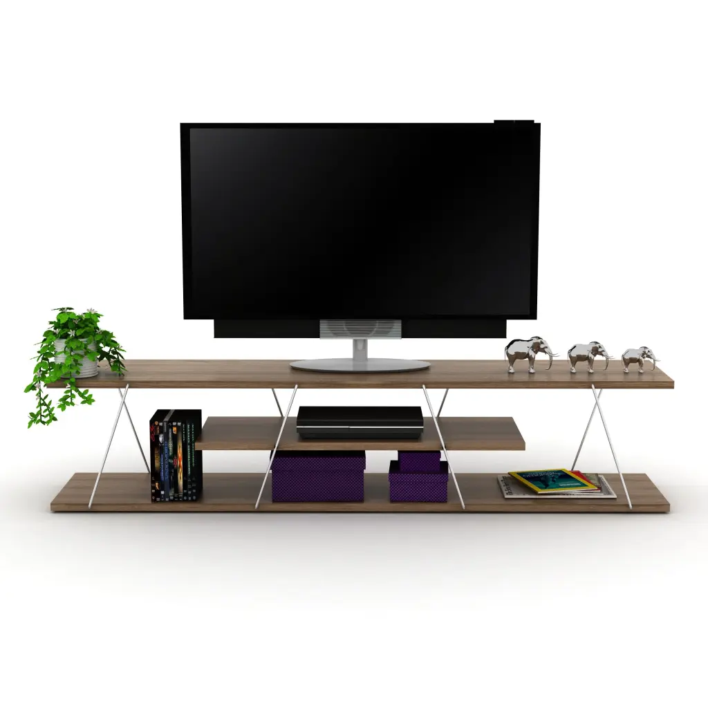 Furnishome Tars Mid Century Modern TV Stand 4 Open Shelves furnia