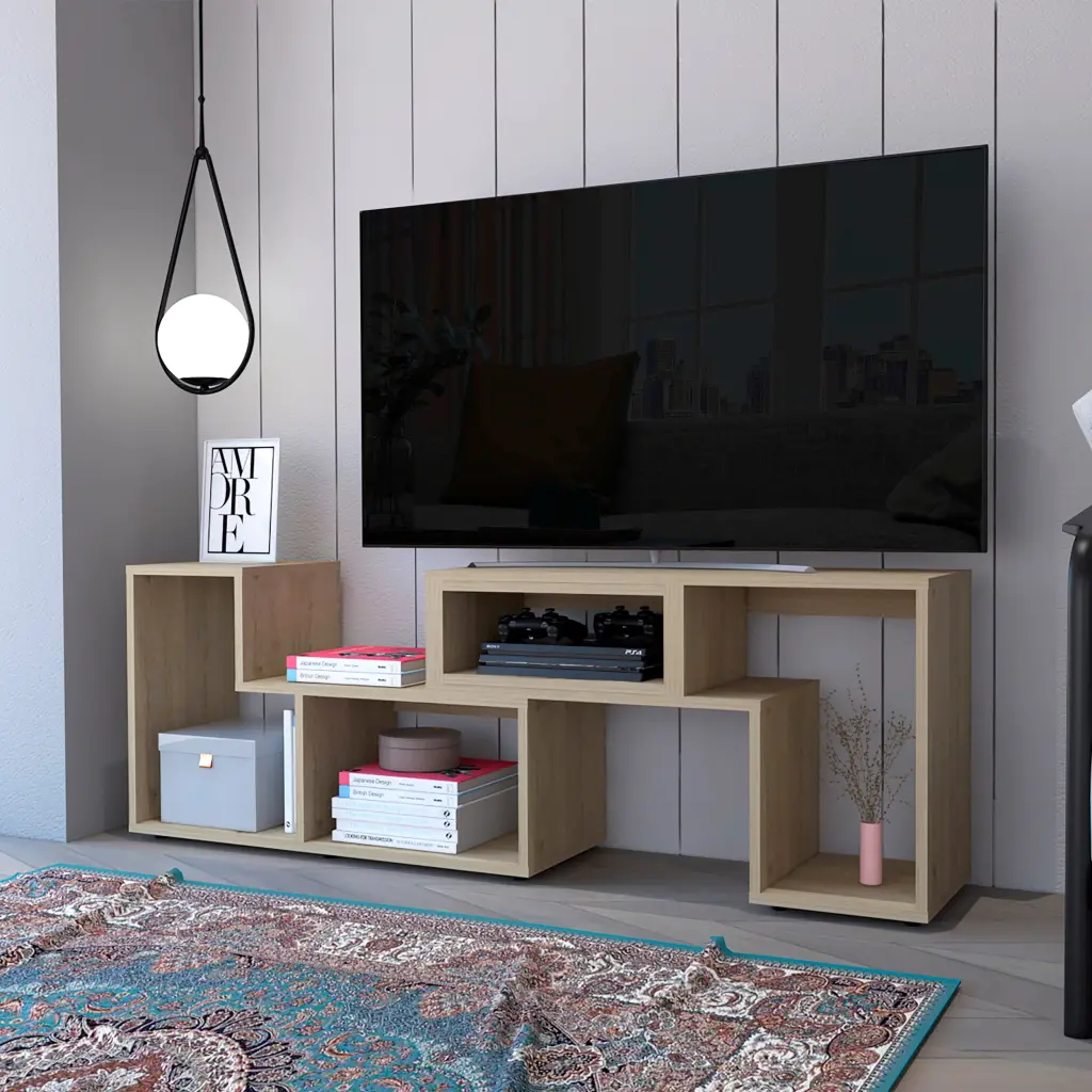 Anacapa Rectangle Reversible TV Stand Light Pine Beige 60-69 Inches Media Console furniture max