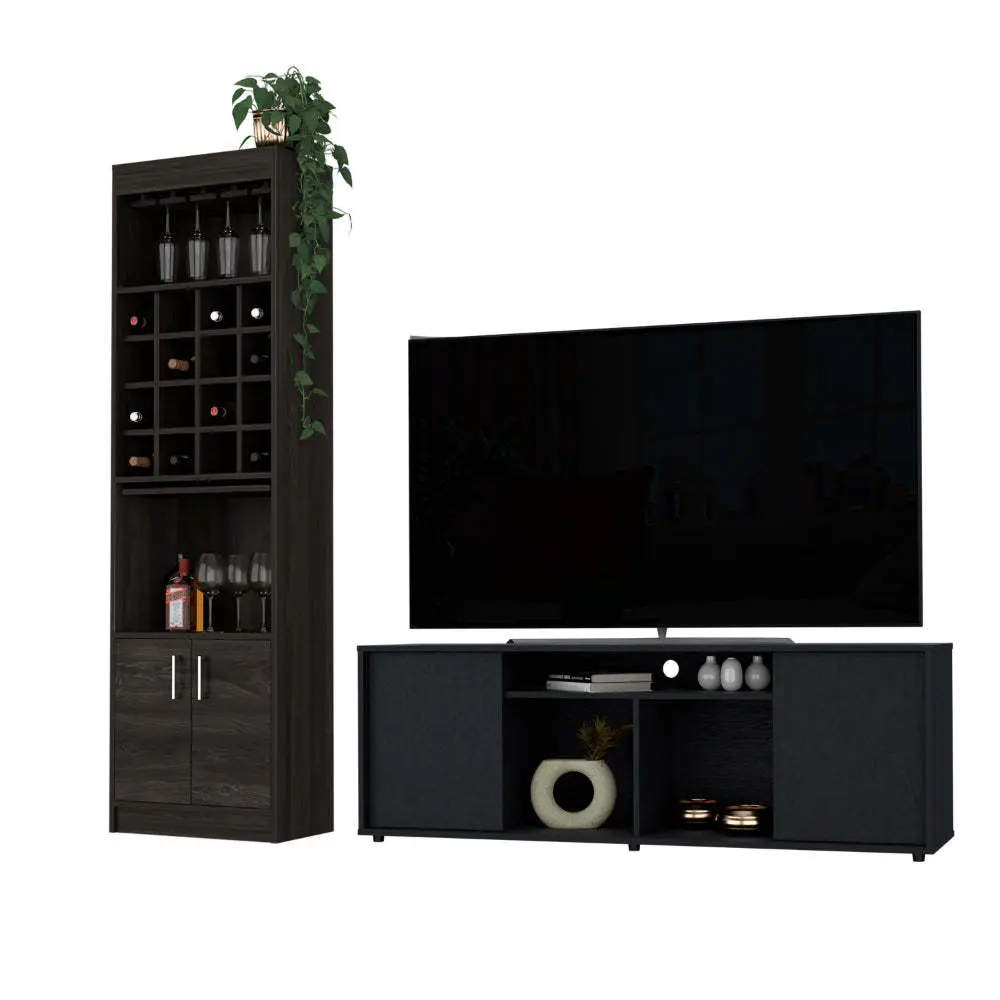 Capistrano 7 Shelf 4 Door 2 Piece Living Room Set TV Stand and Bar Cabinet furniture max