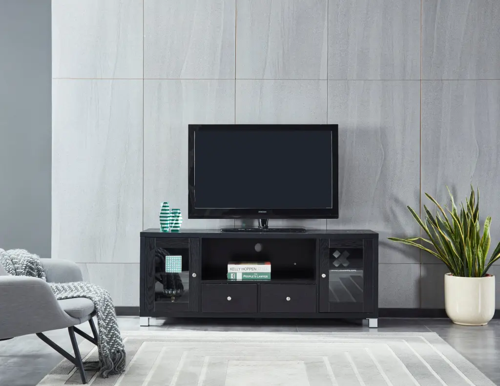 Wood TV Stand Media Console Storage Cabinet Living Room jaydenmax