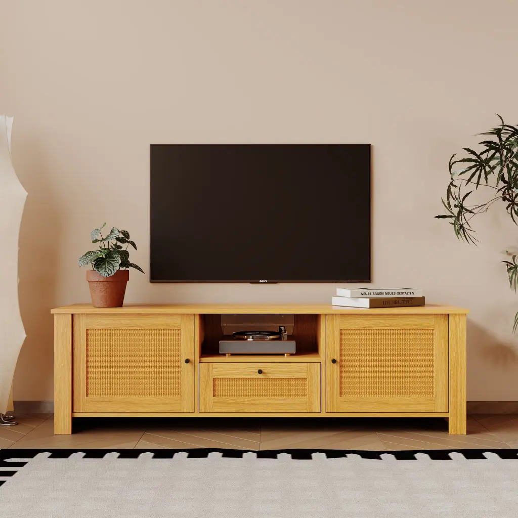 Farmhouse TV Stand Modern Wood Media Entertainment Center Console Table shouguang simaite trade co.ltd