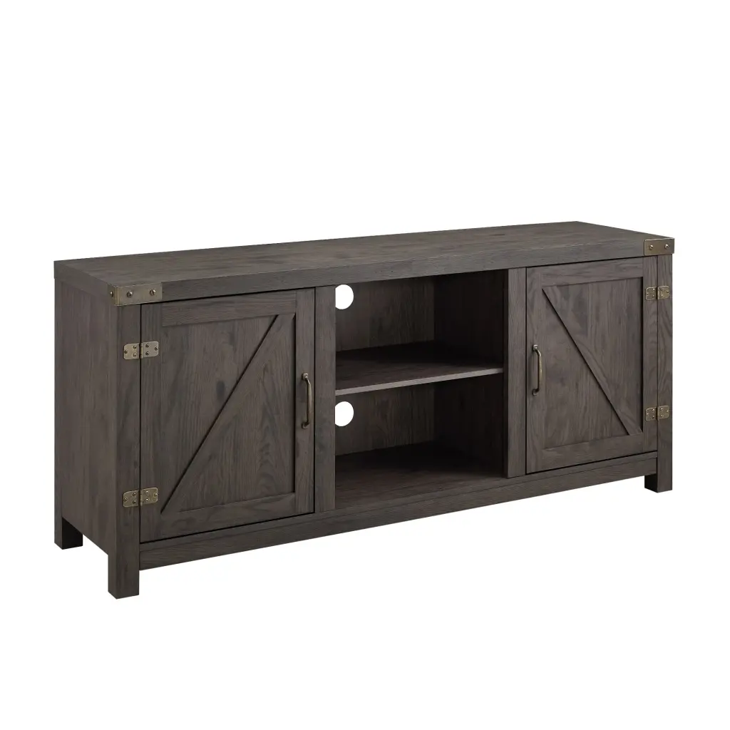 Modern Farmhouse Barn Door 3 Shelf TV Stand TVs Up To 65 Inches Sable Grey walker edison