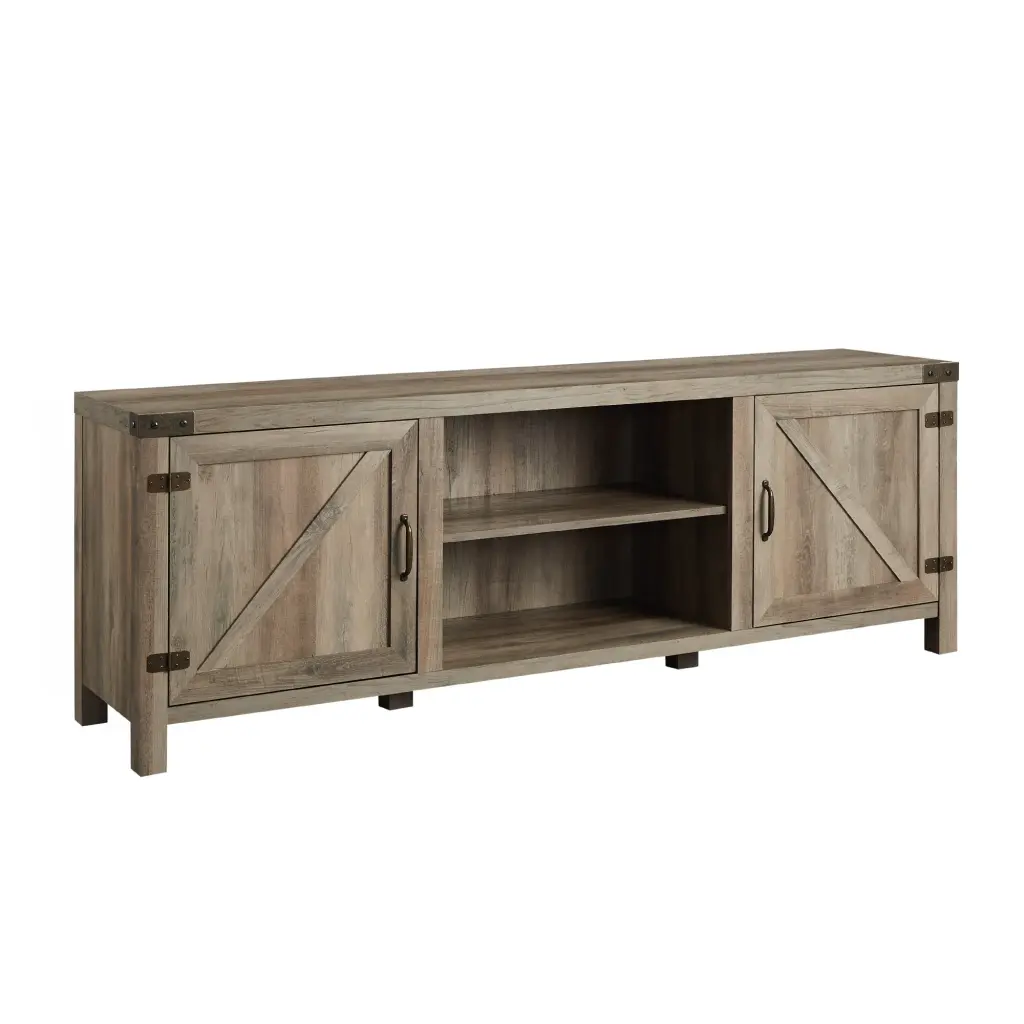 Rustic Farmhouse Double Barn Door 70 Inch TV Stand 80 Inch TVs walker edison