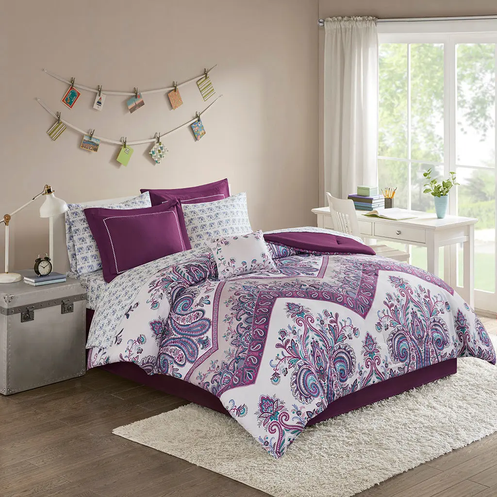 Boho Easeer Set Twin Bed Sheets - Purple Polyester Bedding Kids and Teens jla