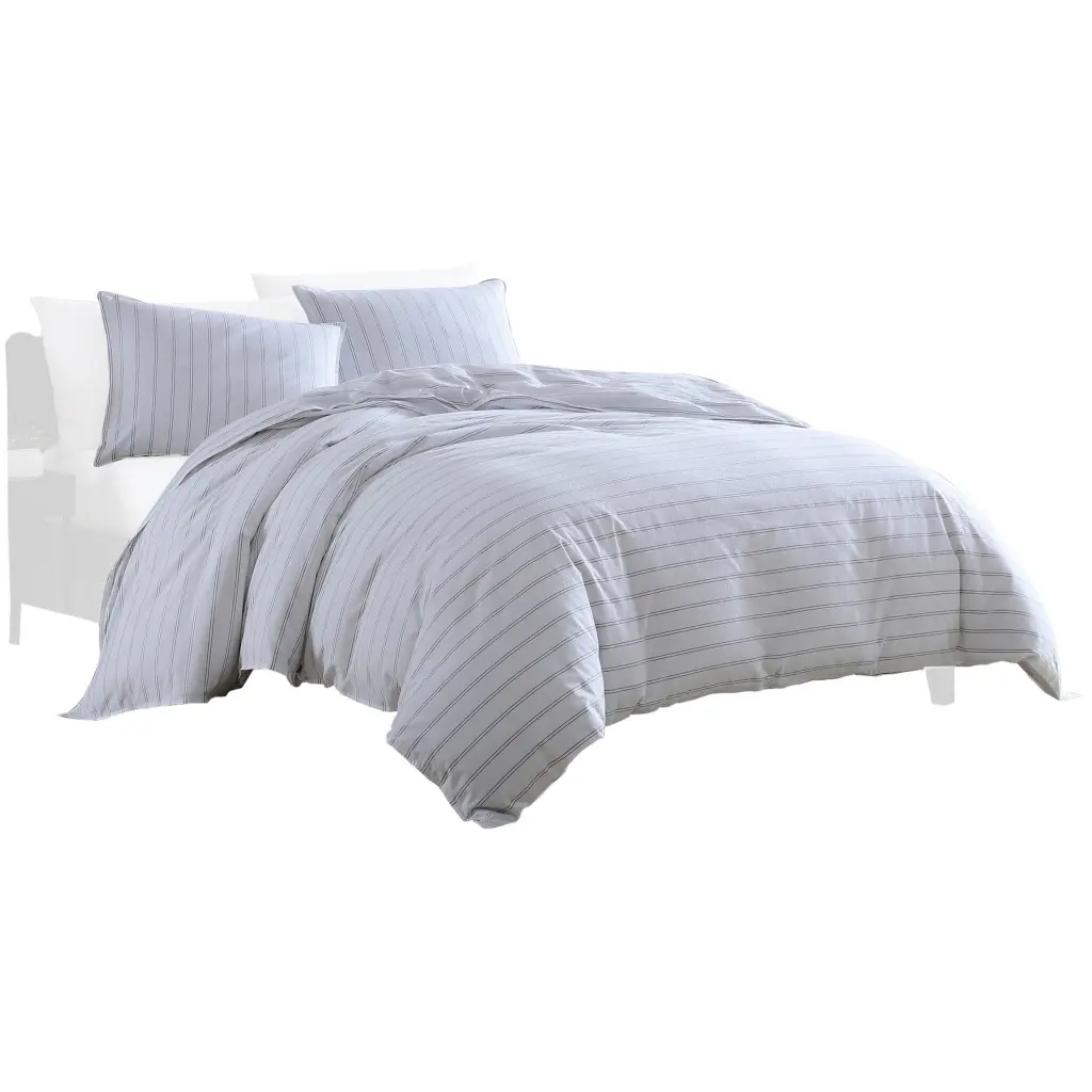 2 Piece Twin Size Easeer And Sham Set Black Pinstripe Pattern White royal hampton
