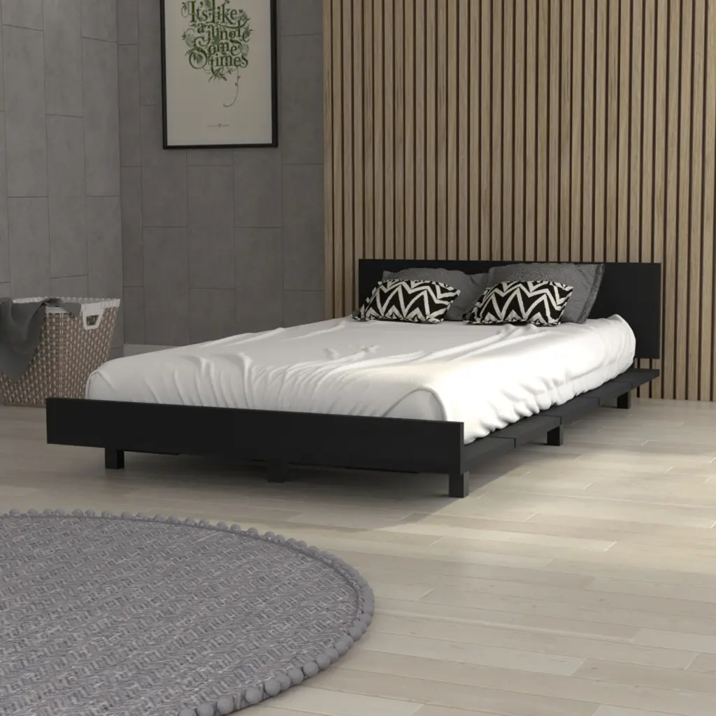 Nimmo Twin Bed Frame Black Wengue Twin Black Particle Board Sturdy furniture max