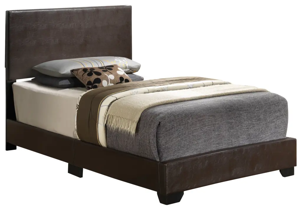 Aaron G1800 Twin Bed Cappuccino Beige Foam PU Upholstered Modern Kids Bed Frame glory furniture