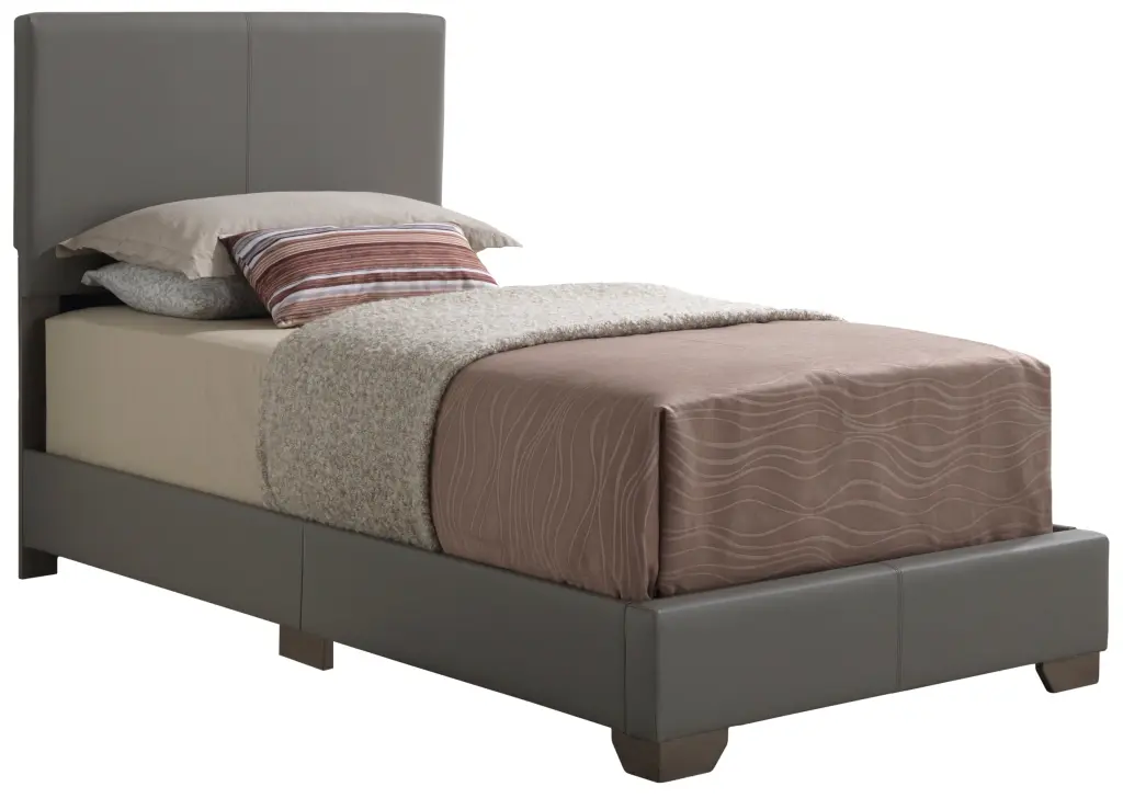 Aaron G1805 Twin Bed Light Grey Foam PU Upholstered Platform Bed glory furniture
