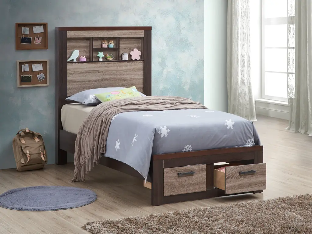 Magnolia G1400B Twin Bed Gray Brown MDF Wood Frame glory furniture