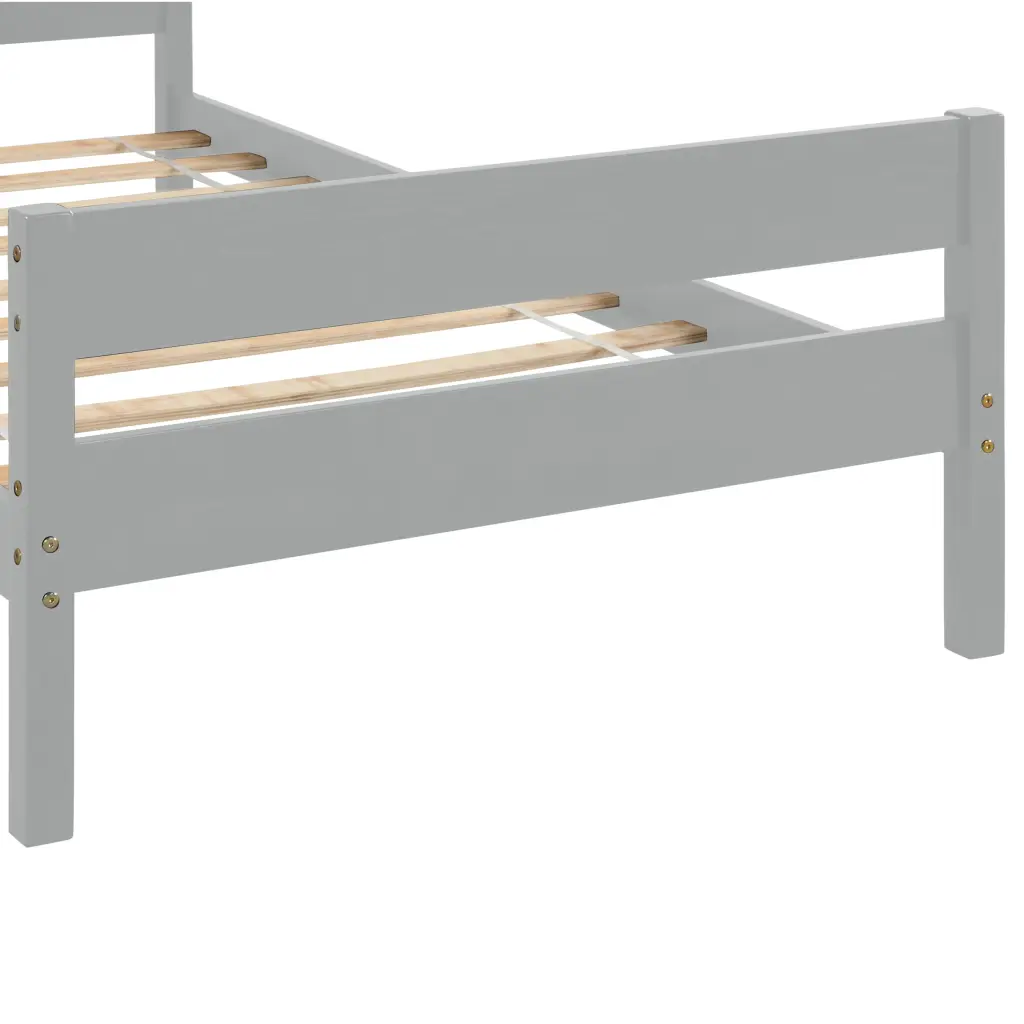 Twin Bed Headboard and Footboard Grey Pine Wood Frame inspirit