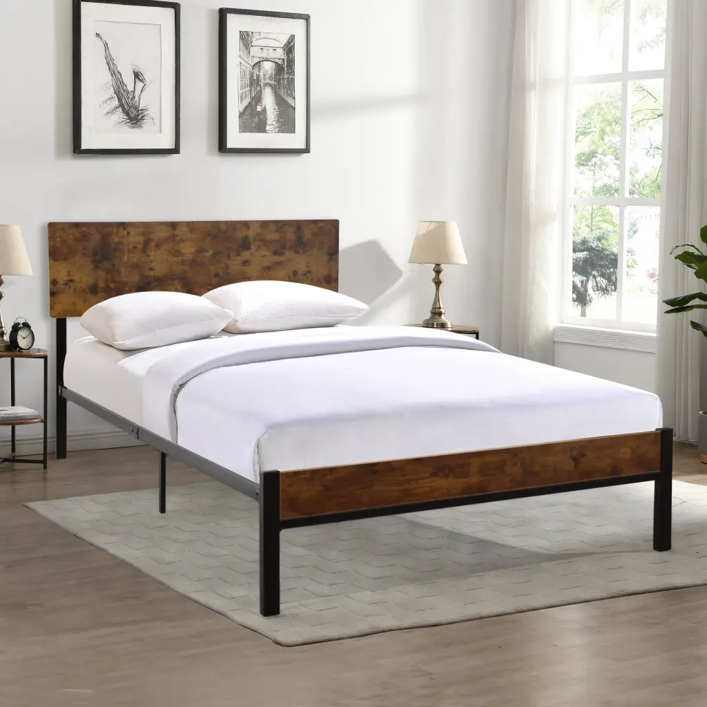 Twin Size Metal Bed Frame Robust System and Modern Style top corporation