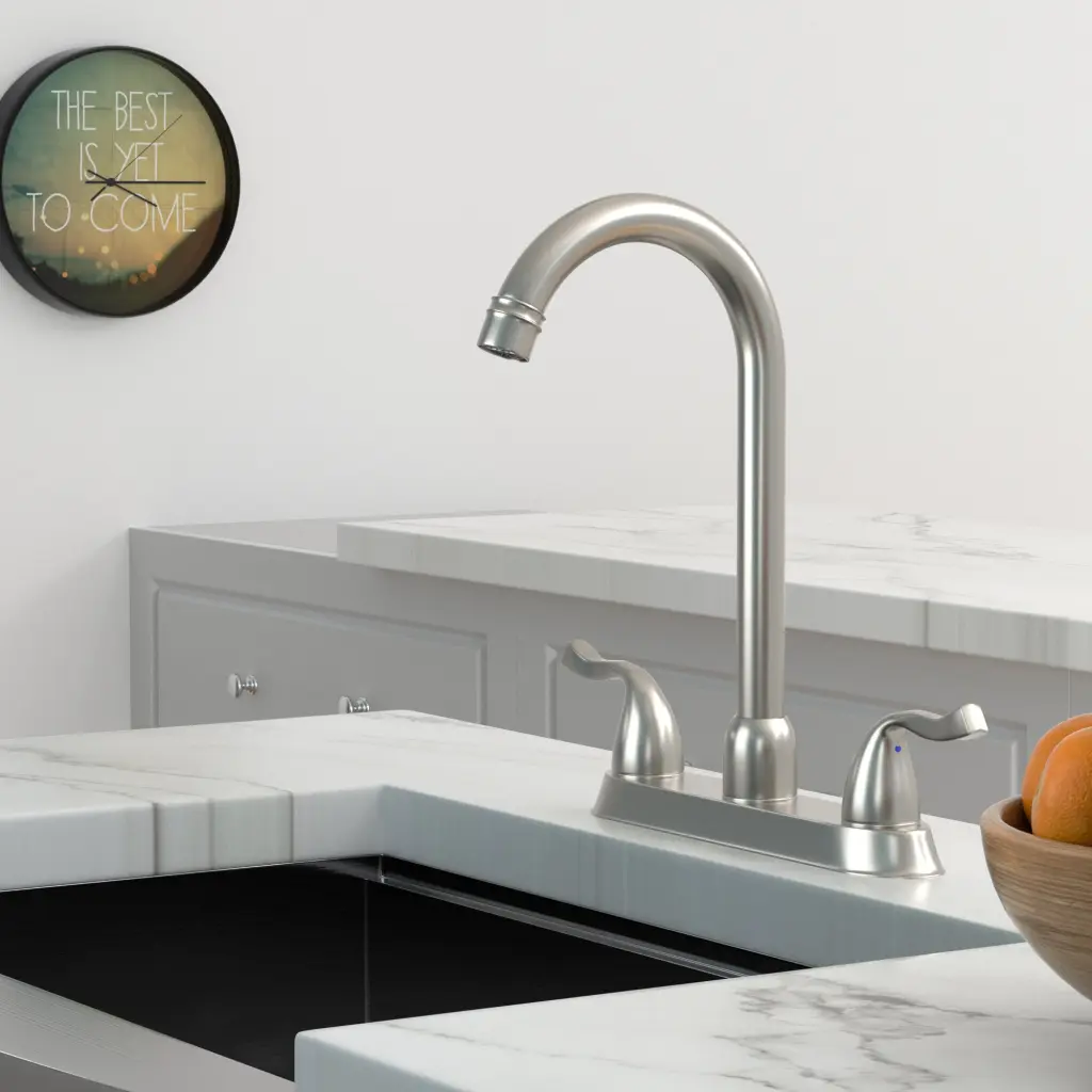 Kitchen Sink Faucet 2 Handles - 3 Hole Brushed Nickel Setup lordear