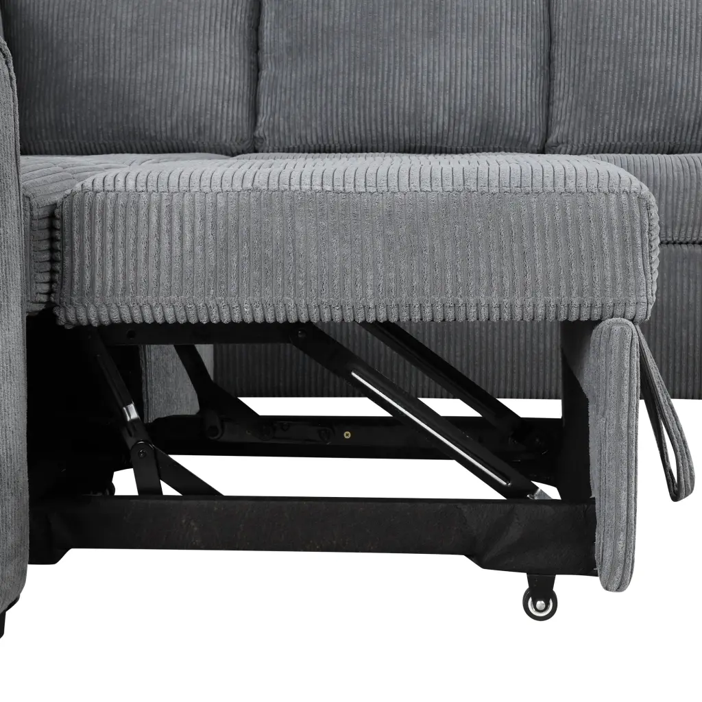 107.5 Inch U Shaped Sectional Sofa Pull Out Bed and Storage Chaise oris fur.