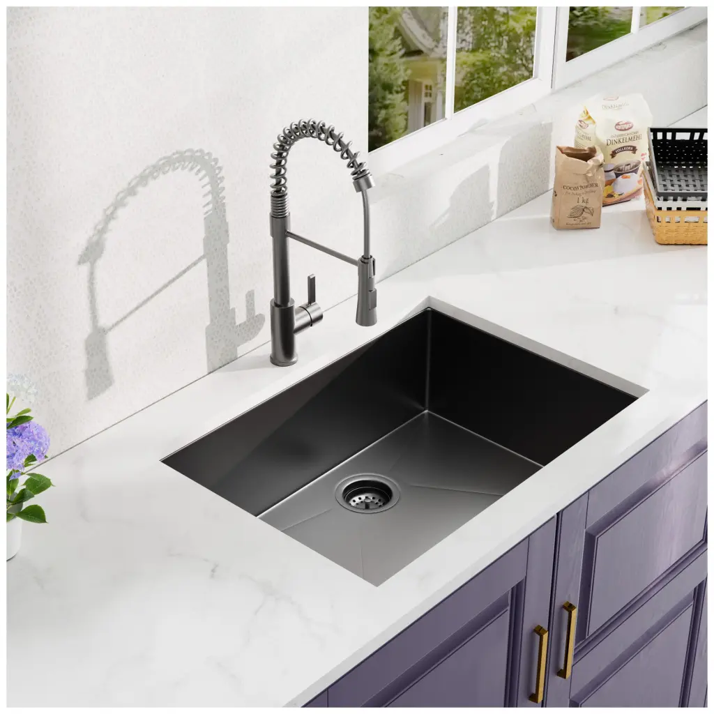 27X17 Inch Undermount Gunmetal Black 18 Gauge Stainless Steel Kitchen Sink alwen