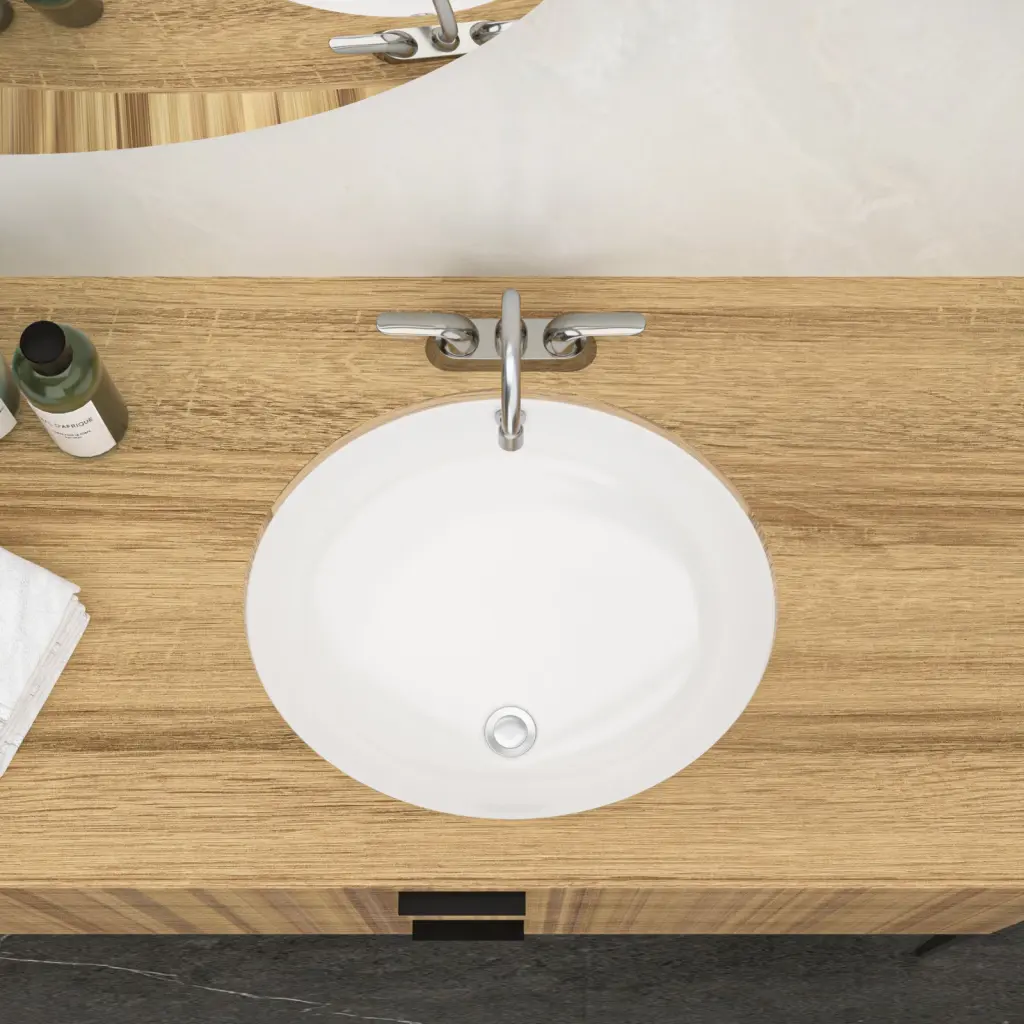 18X15 Inch White Ceramic Oval Undermount Bathroom Sink Overflow lordear