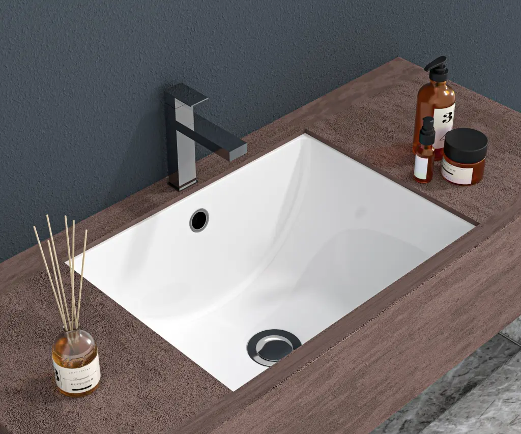 21x14 Inch White Ceramic Rectangular Undermount Bathroom Sink Overflow lordear
