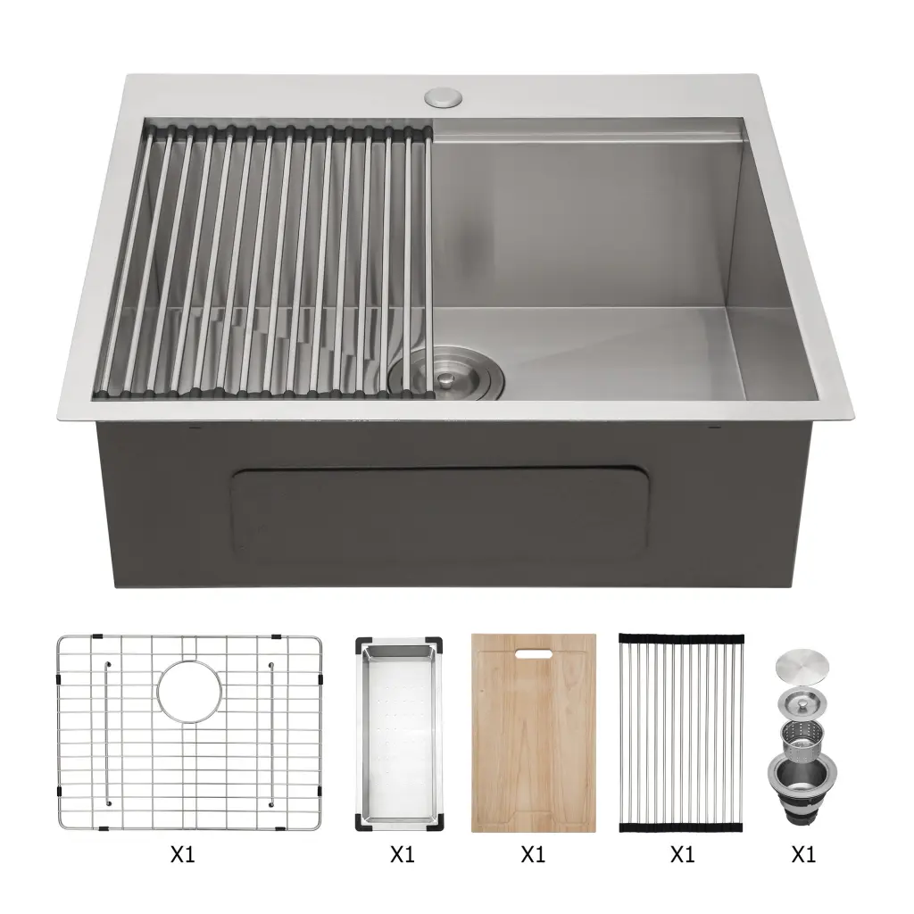 25 Inch Drop Kitchen Sink Stainless Steel 18 Ga 25X22 Undermount Single Bowl lordear