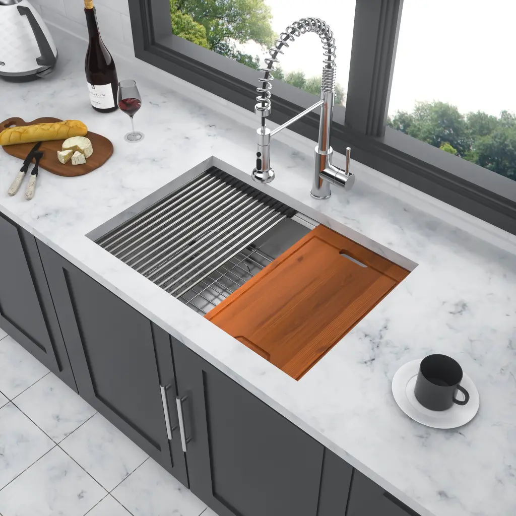 Single Bowl Undermount Workstation Kitchen Sink 27X19X10 Inch 16 Gauge lordear